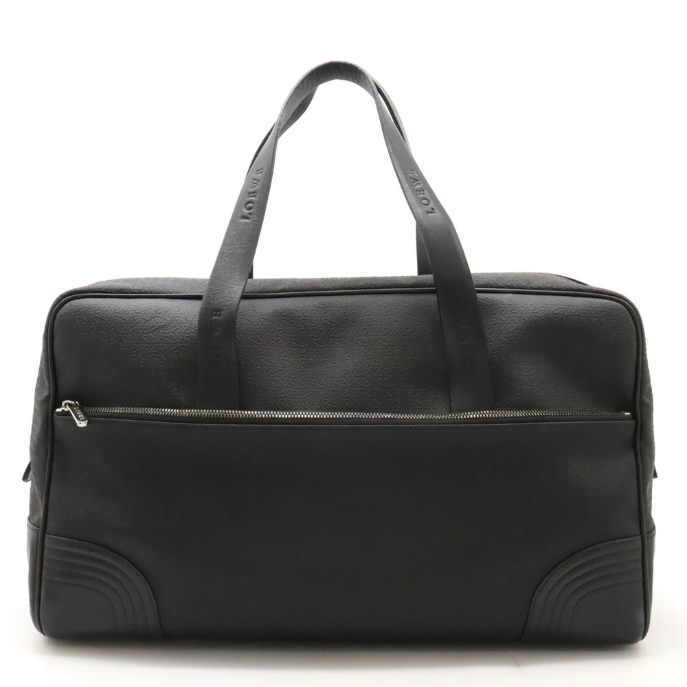 Loewe Repeat Anagram Boston Bag Travel Embossed Leather Black